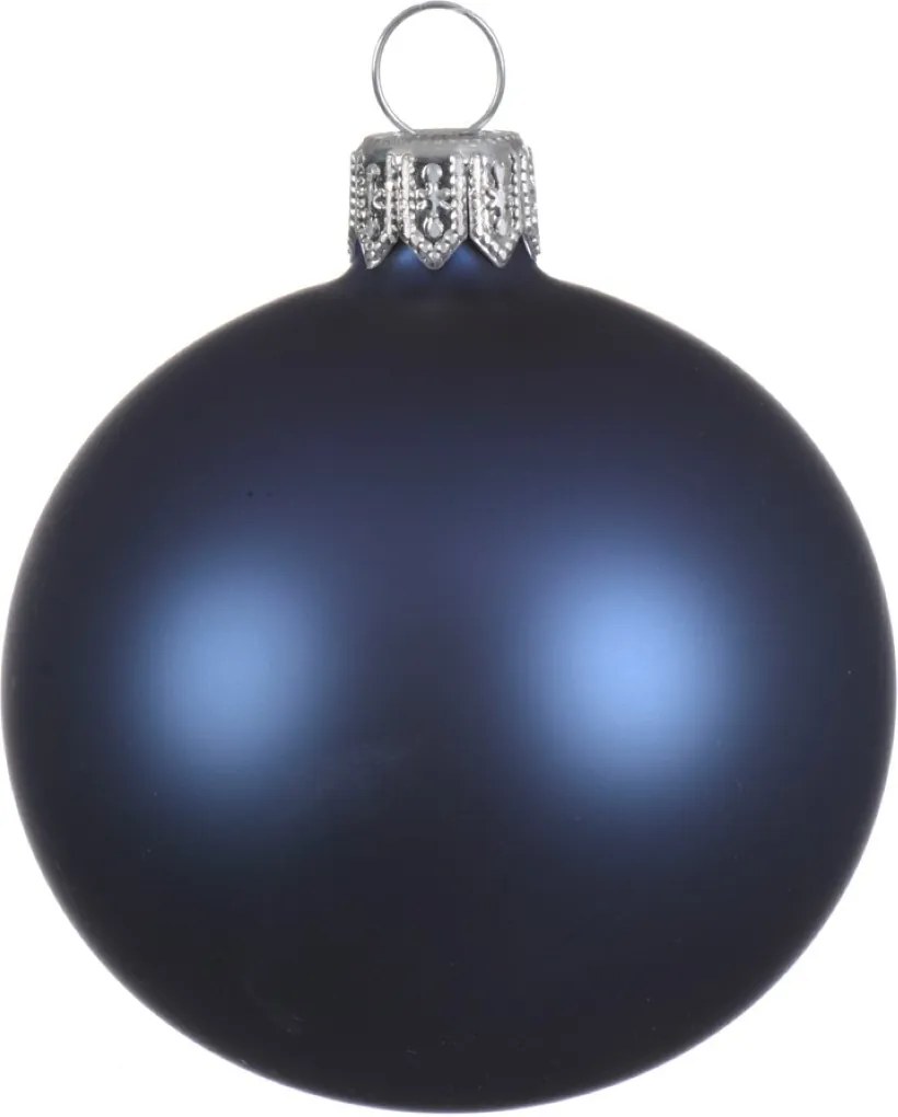 6 Glazen kerstballen mat 7 cm nacht blauw