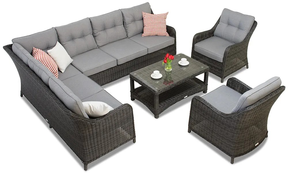 Garden Point technorattan set met hoek Toledo Corner 7 antraciet