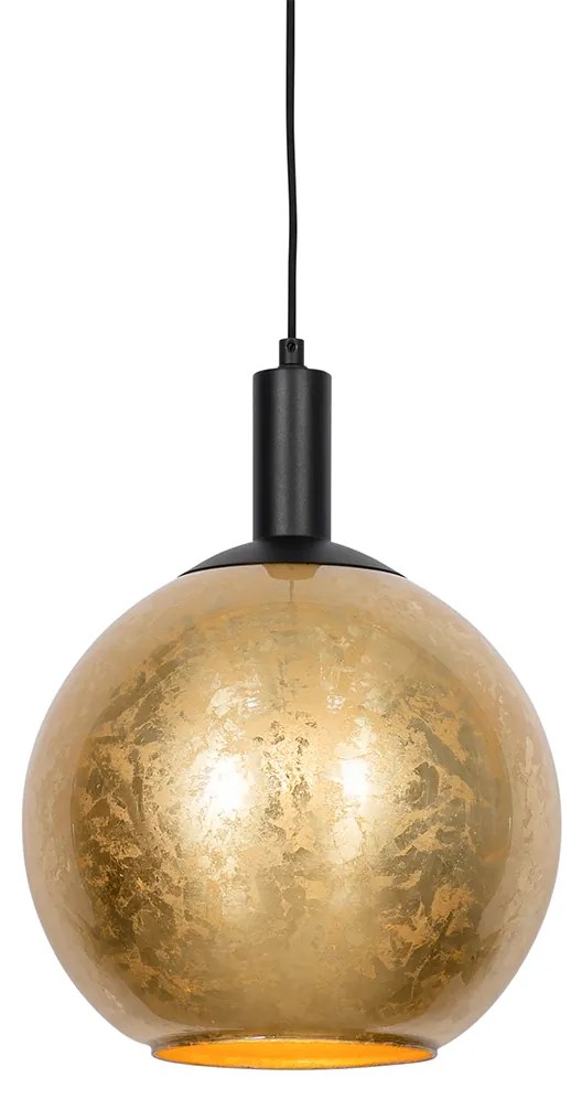 Design hanglamp zwart met goud glas - Bert
