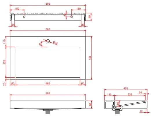 Muebles Estella badmeubel ribbelfront 80cm antraciet mat met solid surface wastafel met kraangat