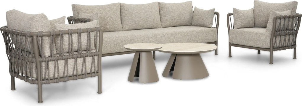 Stoel en Bank Loungeset 5 personen Rope Taupe  Santika Furniture Santika
