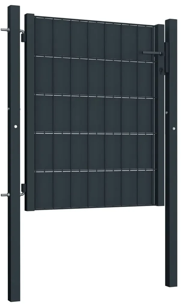 vidaXL Poort 100x101 cm PVC en staal antracietkleurig
