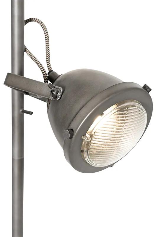Industriële vloerlamp staal met hout 2-lichts - Emado Industriele / Industrie / Industrial GU10 rond Binnenverlichting Lamp