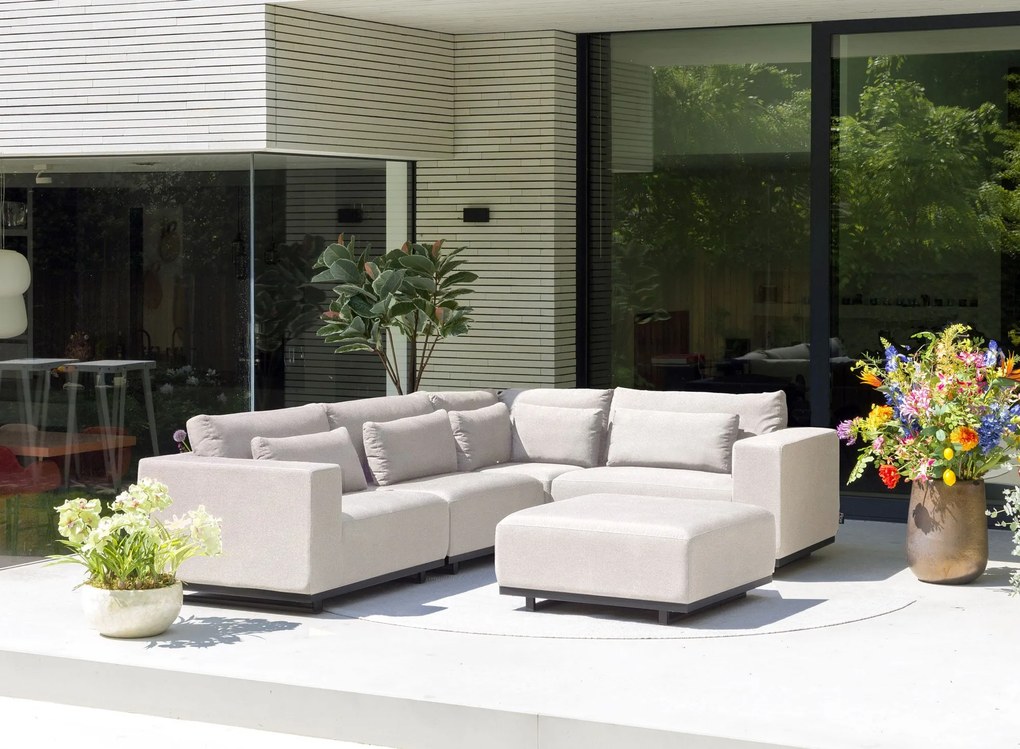 Flow. Lux M hoek loungebank graumel chalk All Weather loungeset Beige Sunbrella loungeset LoungesetHoek loungeset outdoor textiel - weerbestendig