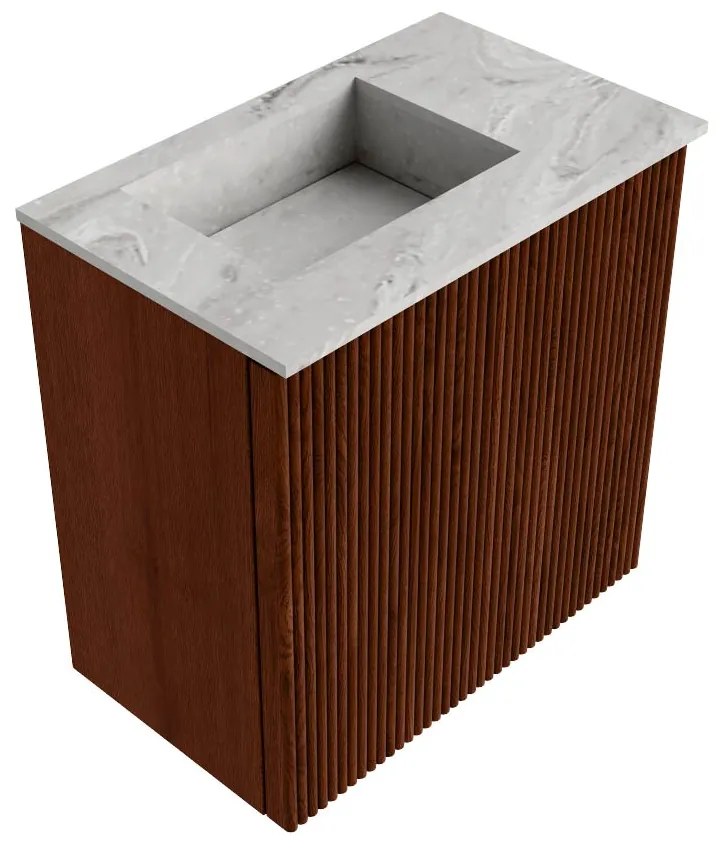 Mondiaz Joya DLux 40cm toiletmeubel ruby met wastafel faye links zonder kraangat glace