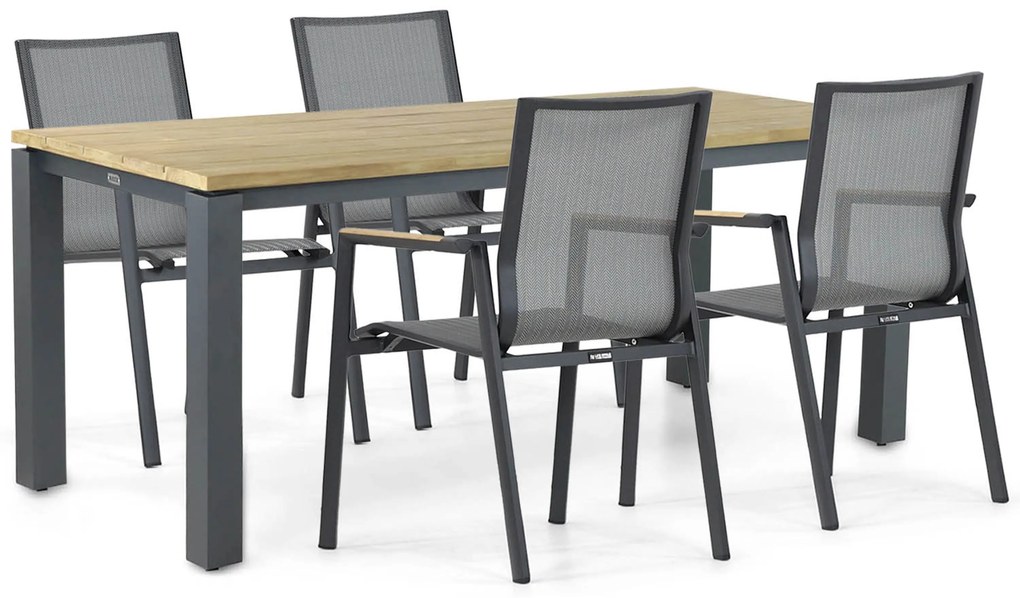 Tuinset 4 personen 180 cm Aluminium/textileen Grijs Lifestyle Garden Furniture Fiora/Riviera