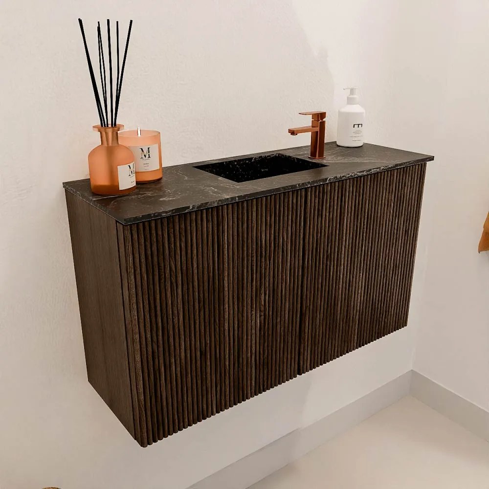 Mondiaz Joya DLux 70cm toiletmeubel walnut met wastafel faye midden 1 kraangat lava