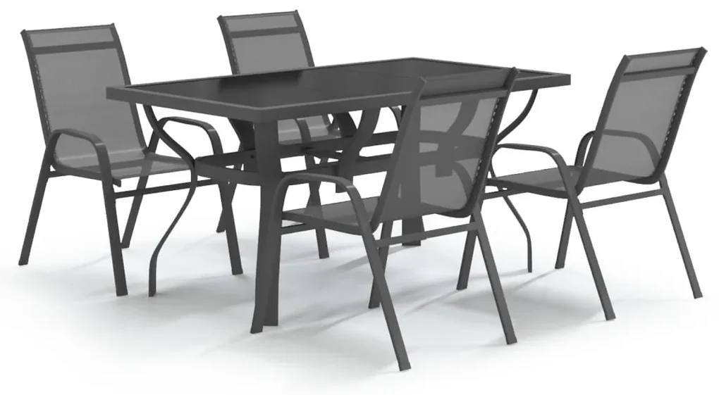 vidaXL 5-delige Tuinset grijs en zwart