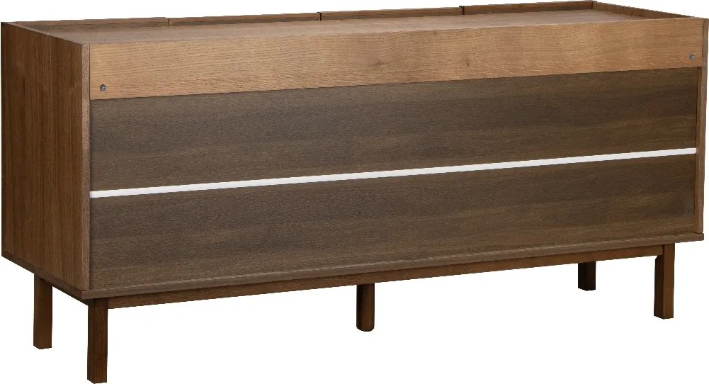 Walnoot Dressoir Met Stoffen Deuren 180 Cm - 180x40x60cm.