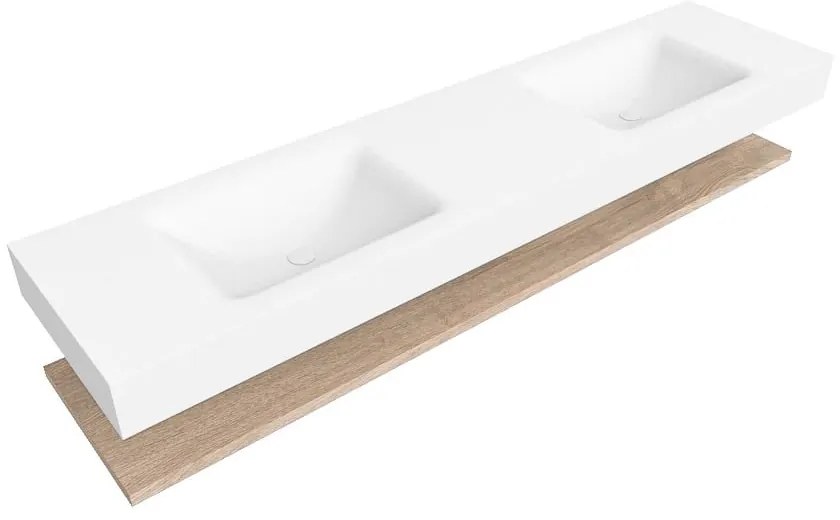 Zaro Alan badmeubel 190cm met planchet washed oak en vrijhangende wastafel cloud dubbel zonder kraangat talc