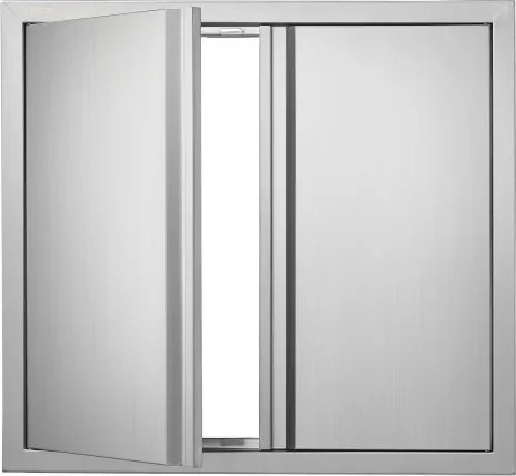 VEVOR Grilltoegangsdeur, 660 x 610 mm, dubbele buitenkeukendeur, vlak gemonteerde roestvrijstalen deur, verticale wanddeur met intrekbare handgrepen, voor grill-eiland, grillstation, buitenkast