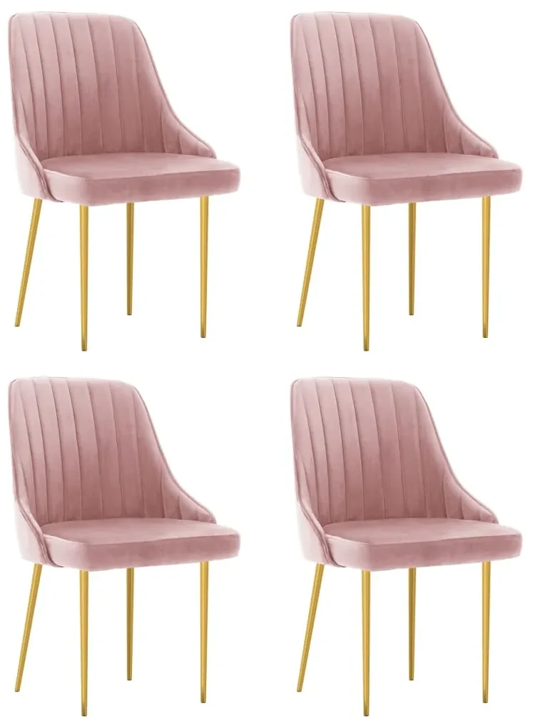 vidaXL Eetkamerstoelen 4 st fluweel roze