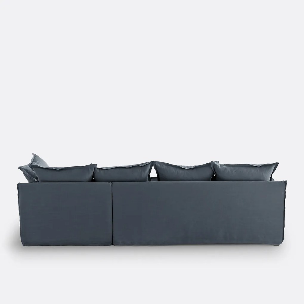 4-zits hoekbank met afneembare hoezen, omvormbaar, in gekreukt linnen, Odna