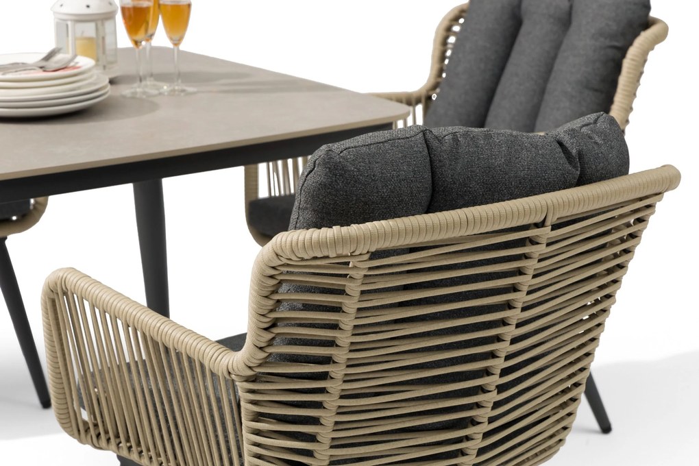 Tuinset 8 personen 300 cm Aluminium/wicker Grijs Coco Custa/Weave