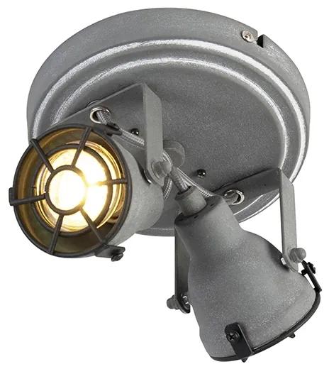 Stoere Spot / Opbouwspot / Plafondspot betonlook 2-lichts - Medox Industriele / Industrie / Industrial GU10 rond Binnenverlichting Lamp