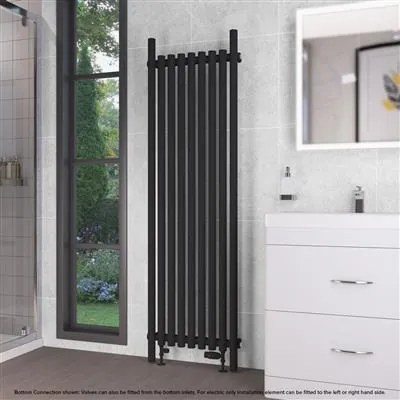 Eastbrook Lambourne horizontale radiator 55x180cm 1146W zwart mat