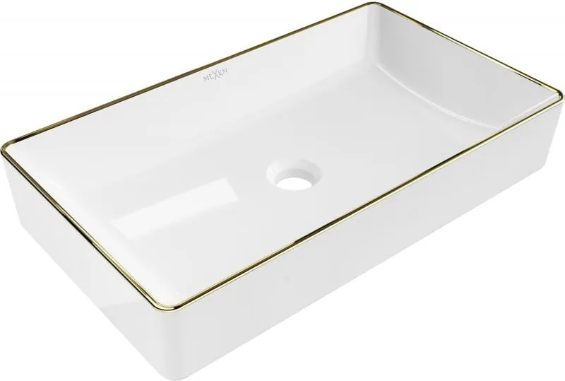 Mexen Nadia opbouw wastafel 62 x 35 cm, wit/gouden rand - 21616005