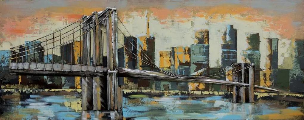 Schilderij - Metaalschilderij - Brooklyn Bridge, 60x150cm