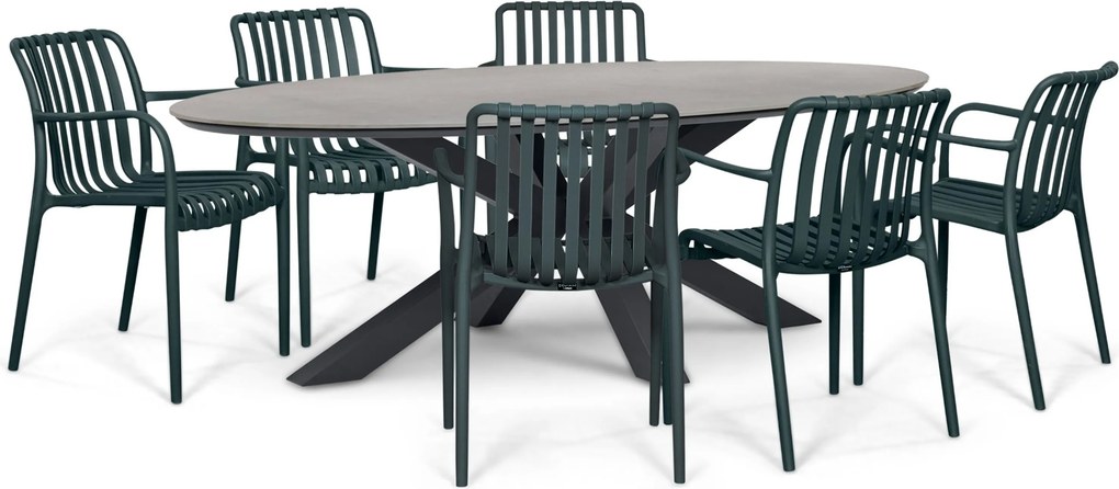 Tuinset 6 personen 240 cm Kunststof Grijs Domani Furniture Alba/Lunea