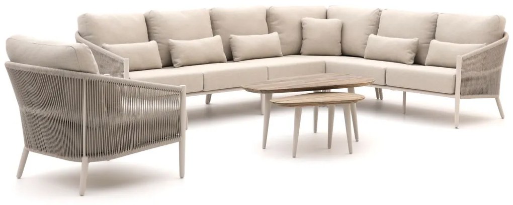 + 10% kassakorting | Hoek loungeset Bellagio  | 7 personen | Loungeset Old Teak Greywash/Beige | Hoekbank Aluminium | Kees Smit Tuinmeubelen