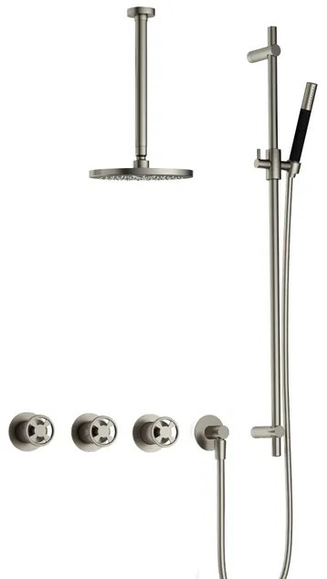 Hotbath Cobber IBSW70 Regendoucheset inbouw - 30cm plafondarm - 20cm ronde hoofddouche - staafhanddouche - glijstang - Geborsteld nikkel IBSW70GN37