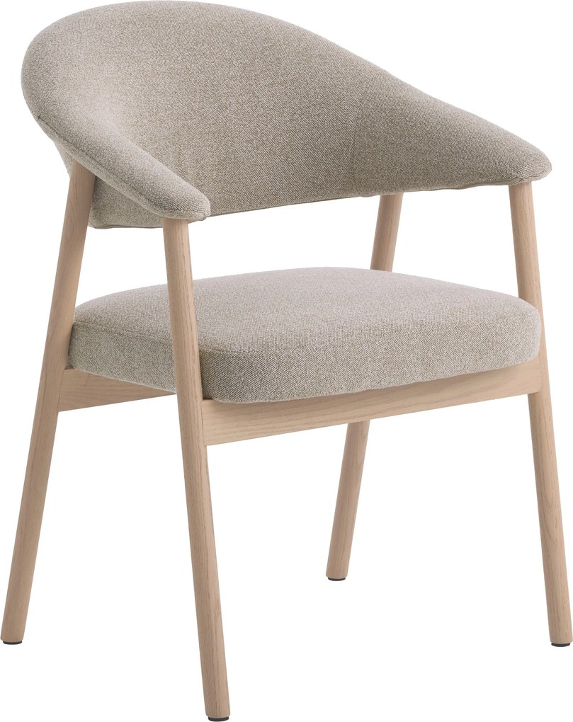 GARDA beige mélange (stof Lake 120) / gebleekt eiken geolied - GESTOFFEERDE STOEL VOOR WOONKAMER/EETKAMER