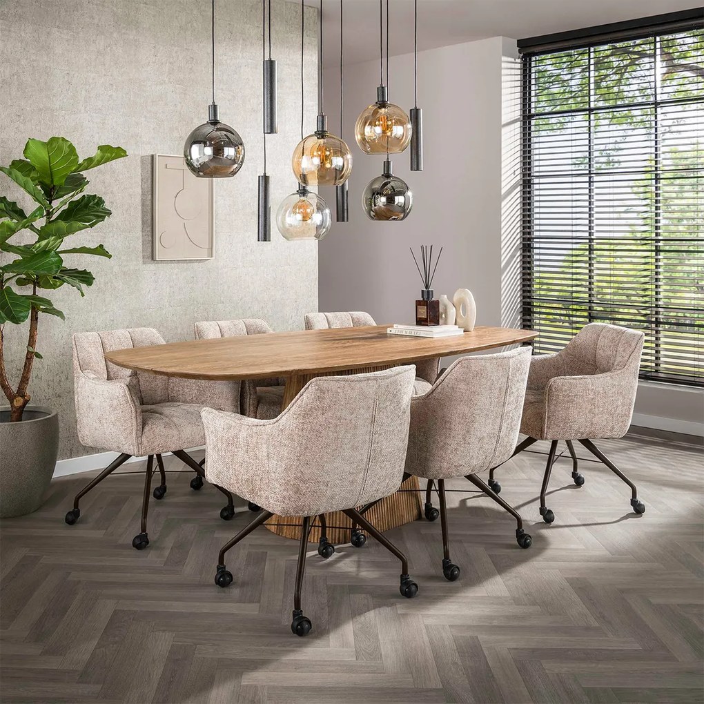 Raster Armstoel Met Wieltjes Beige