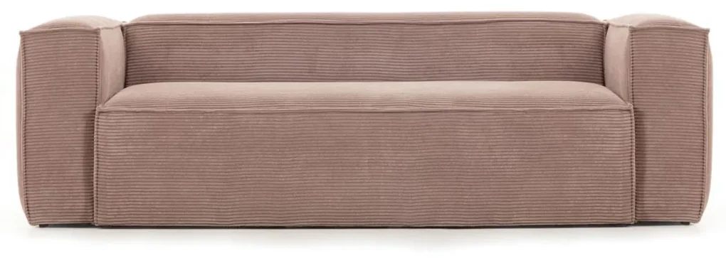 Kave Home Blok Moderne 3-zits Bank Van Ribstof Roze