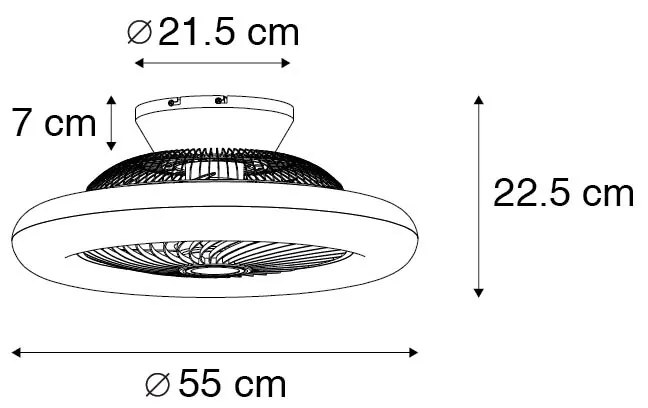 Plafondventilator met lamp zwart 55.5cm incl. LED dimbaar met afstandsbediening - Clima Design rond Binnenverlichting Lamp