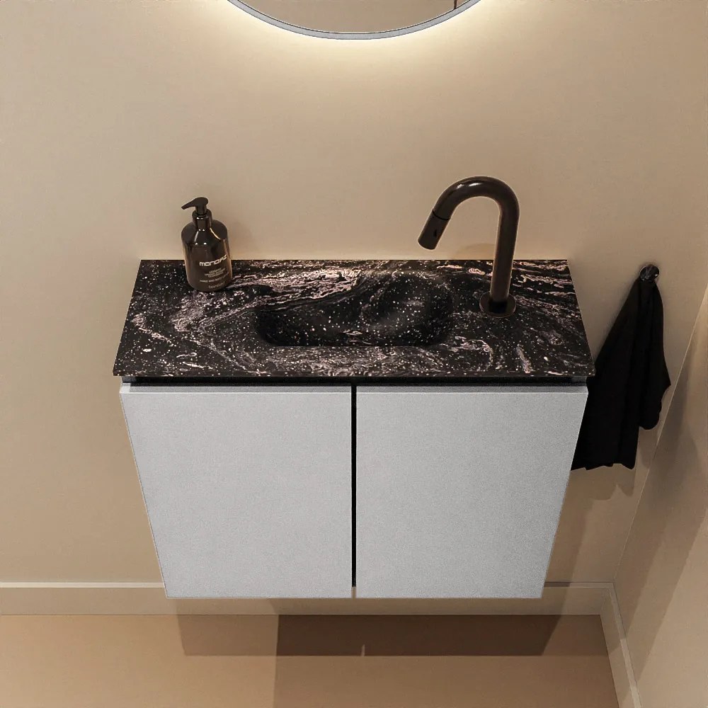 Mondiaz Ture DLux toiletmeubel 60cm plata met wastafel lava midden met kraangat