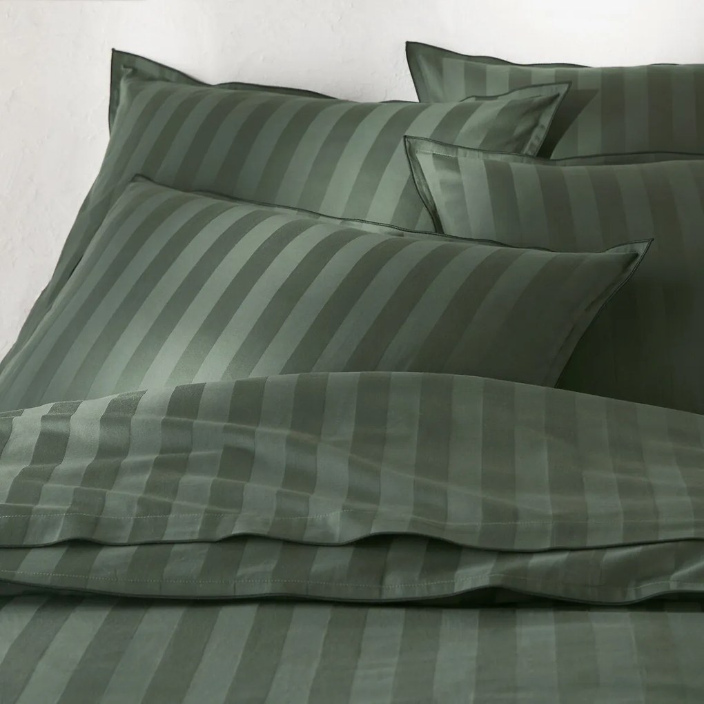 Dekbedovertrek in gewassen katoensatijn met 118 draden, streep Victor