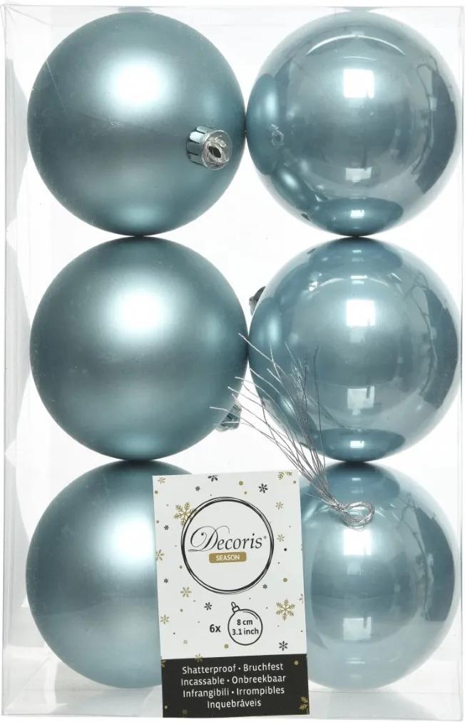 Kerstballen plastic glans-mat dia 8 cm arctic blauw