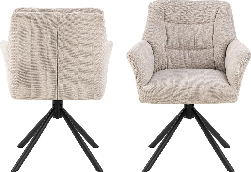 ARTHUR Beige (stof Caso 3) - MODERNE DRAAISTOEL MET BEKLEDING VOOR WOONKAMER/EETKAMER/KANTOOR LOFT