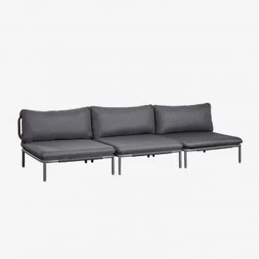 3-delige Modulaire Tuinbank Van Staal Roubly Grijs – Grafiet - Sklum