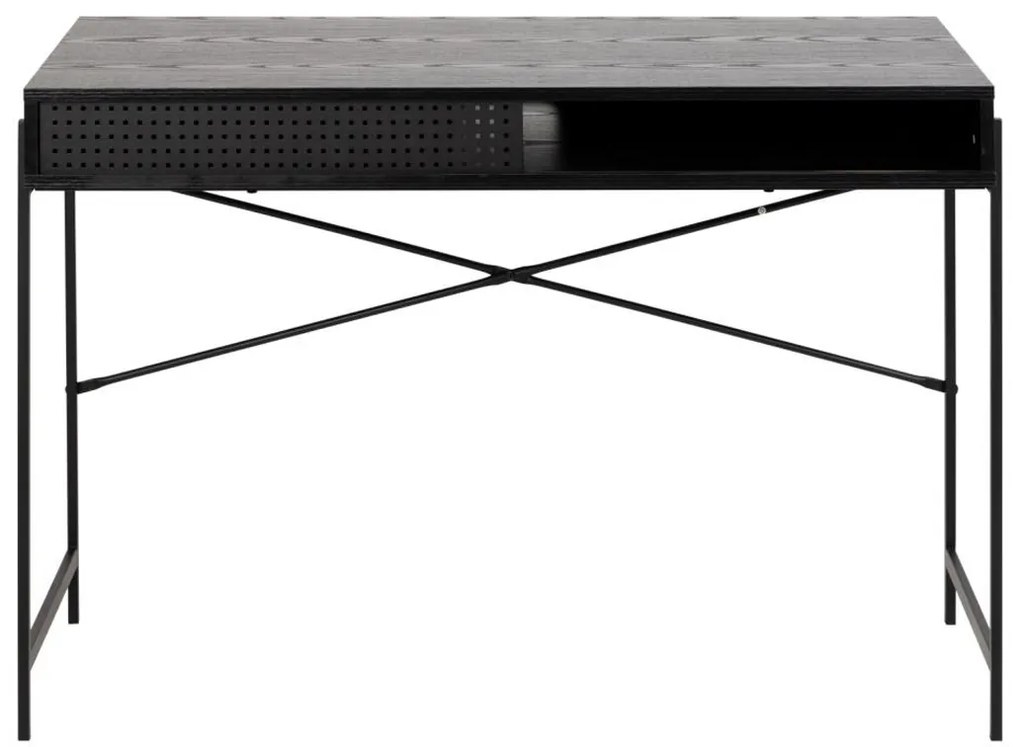 Compact Bureau Zwart Met Opbergruimte - 110 X 50cm.