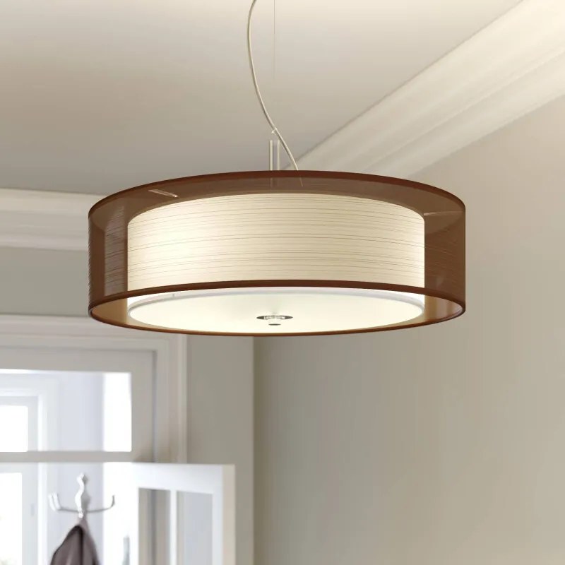 Chocoladebruine textielen pendellamp Pikka met LED - lampen-24