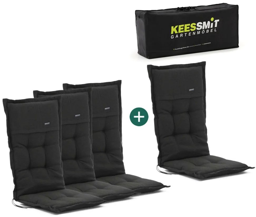 Dikke tuinkussen | Zwart | Dralon | Madison | 125x50cm | Kees Smit Tuinmeubelen