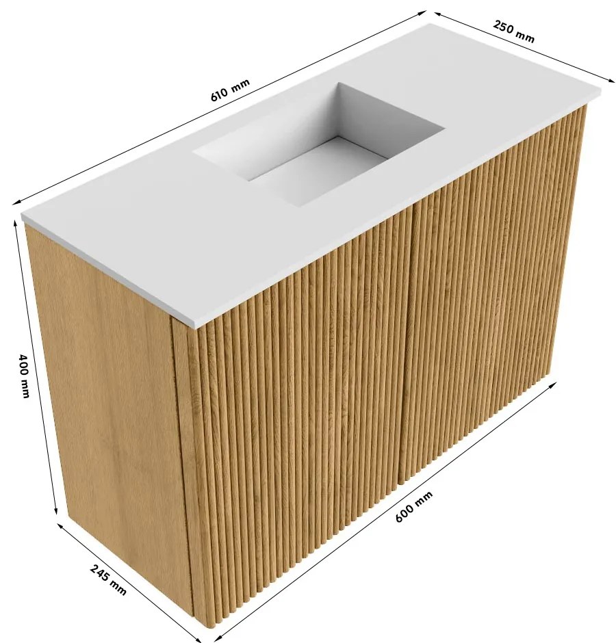 Mondiaz Joya DLux 60cm toiletmeubel dusk met wastafel faye midden 1 kraangat glace
