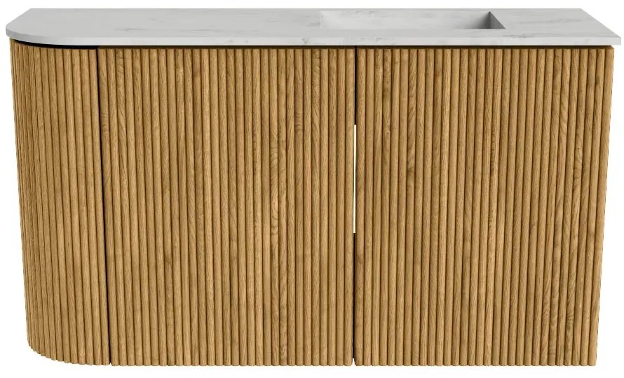 Mondiaz Joya DLux 70cm toiletmeubel ronding links oak met wastafel faye rechts 1 kraangat opalo