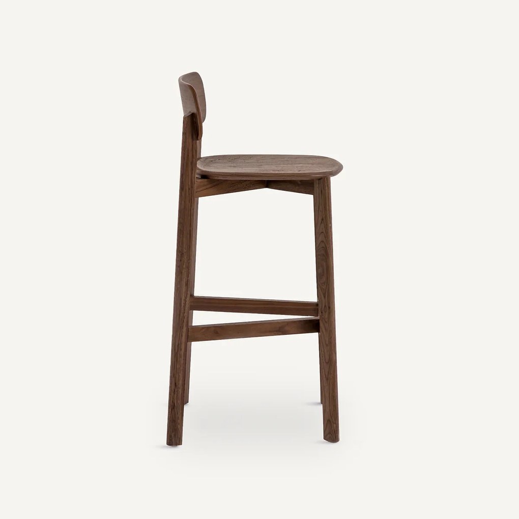 Walnotenhouten barstoel, BATIGNOLLES, ontwerp Emmanuel Gallina