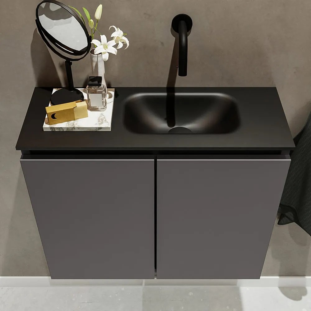 Mondiaz Ture 60cm toiletmeubel dark grey met wastafel urban rechts geen kraangat