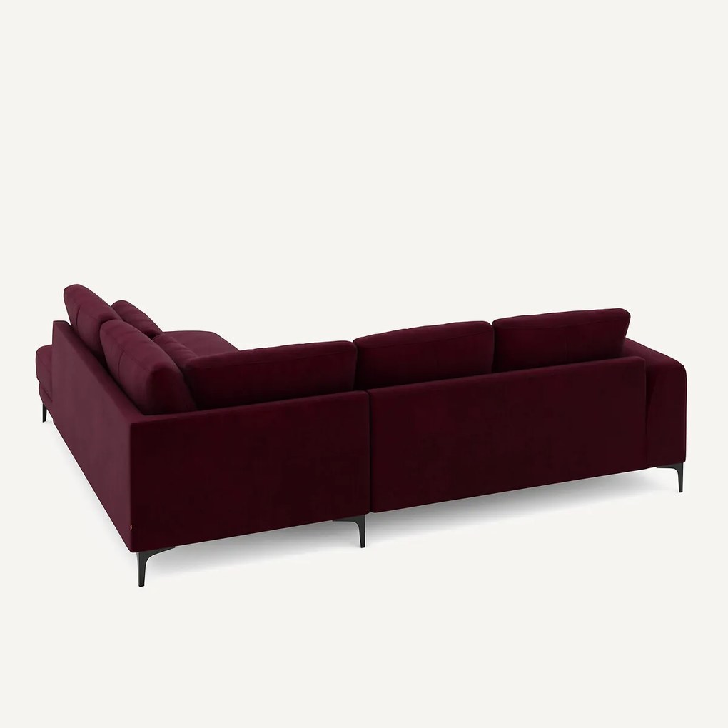 Linkse hoekbank met leuning in fluweel, Marsile