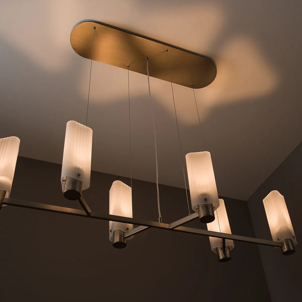 Hanglamp van glas en staal, Strozzi
