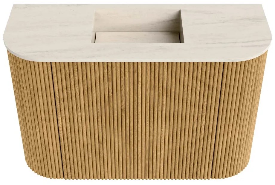 Mondiaz Joya DLux 65cm toiletmeubel ronding links/rechts oak met wastafel faye midden zonder kraangat meli