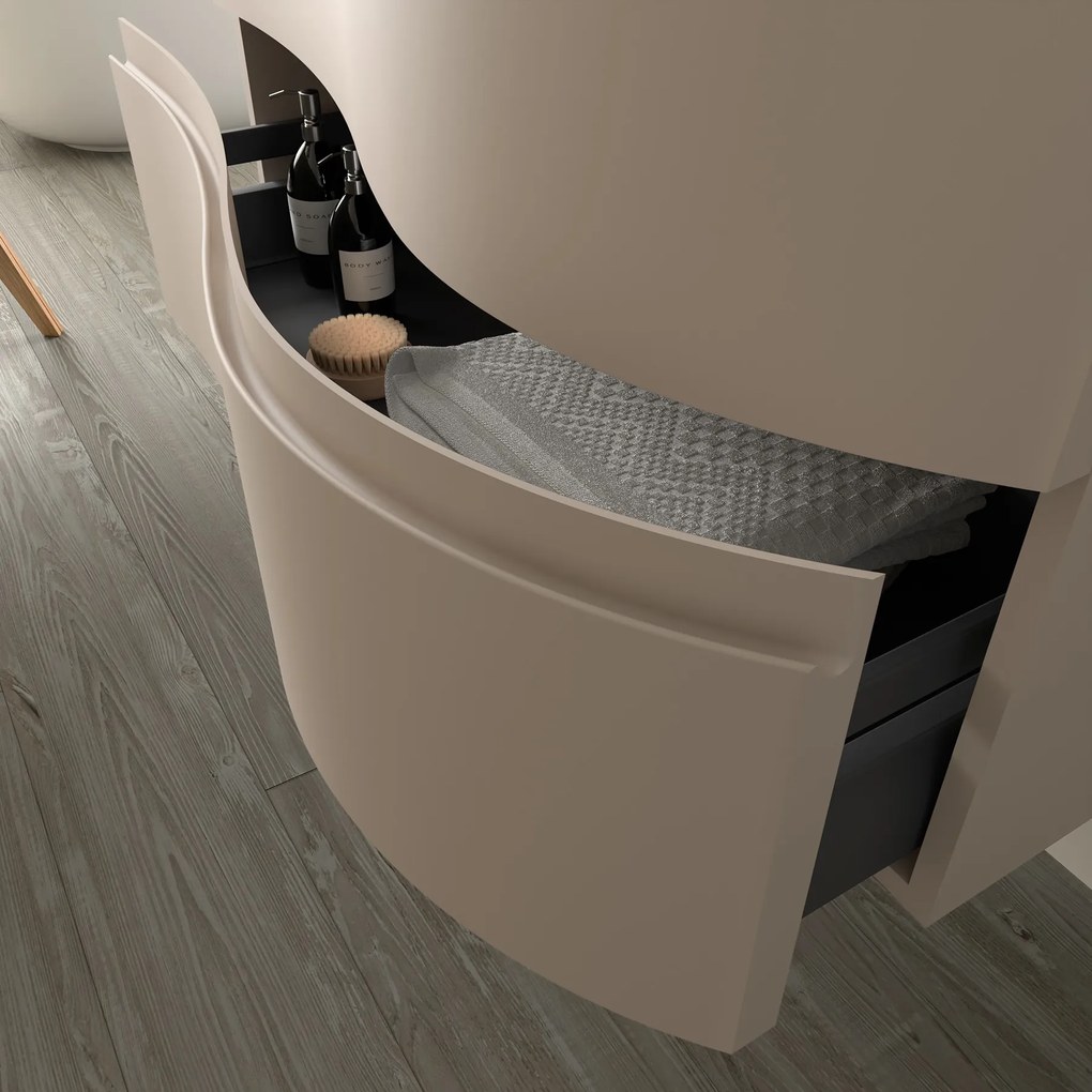 Muebles Mam badmeubel 120cm links macchiato met wastafel solid surface zonder kraangat