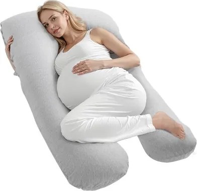 VEVOR Zwangerschapskussen 129x68x21 cm, U-vormig voedingskussen voor zwangere vrouwen, zijslaperkussen met afneembare en wasbare hoes, ideaal voor het verlichten van rug, buik, heupen en benen