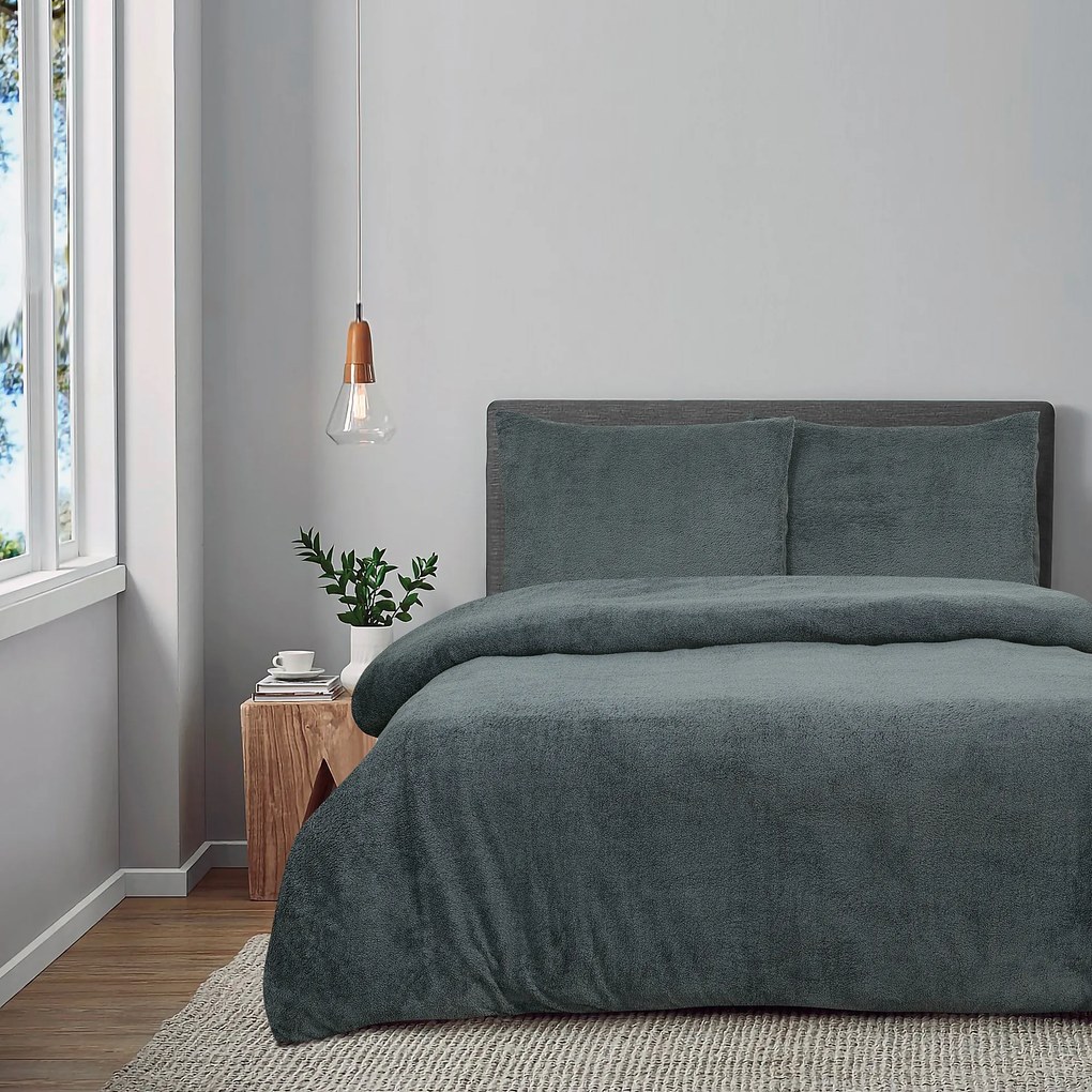 Dekbedovertrek Teddy Fleece– 100% zacht materiaal – 200×220 – antraciet