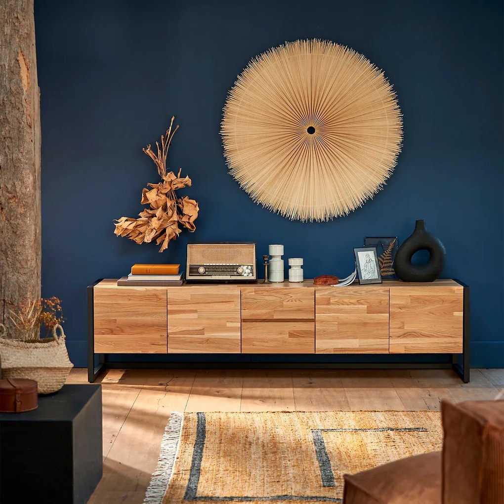 TV/hifi-meubel in eikenhout en fineer, L200 cm, Hiba