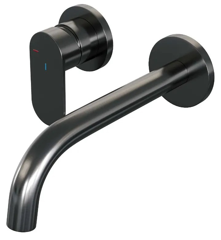 Brauer Gunmetal Edition ColdStart wastafelkraan inbouw gebogen uitloop en rozetten model C2 gunmetal geborsteld PVD