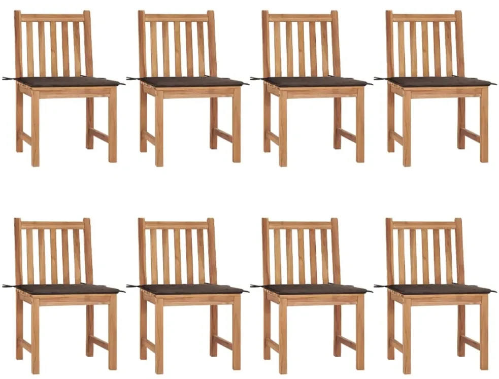 vidaXL Tuinstoelen 8 st met kussens massief teakhout